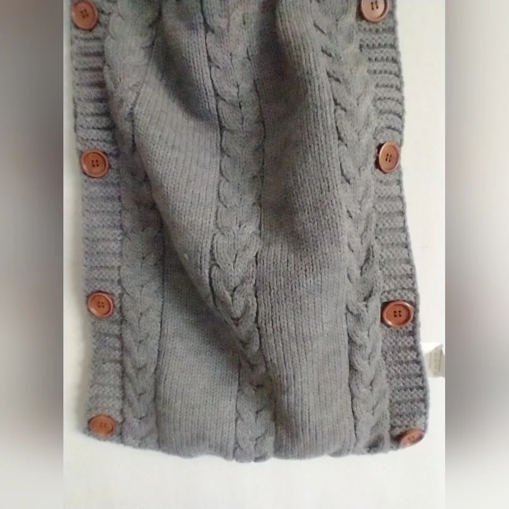 Newborn Baby Swaddle Blanket Knit Classic Preppy Cozy With Hood Gray - Picture 7 of 10